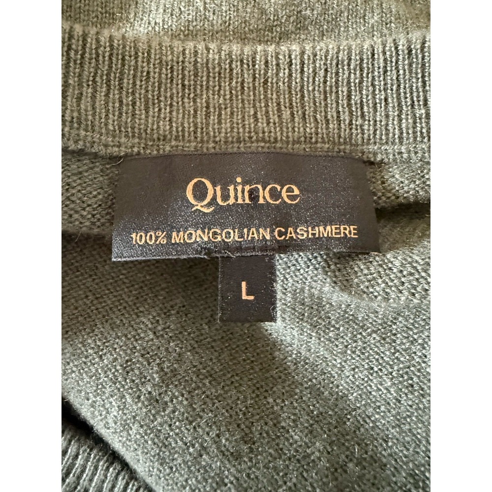Quince Mongolian Cashmere Crewneck Sweater Womens Large Moss Green Quiet Luxury - Picture 3 of 7